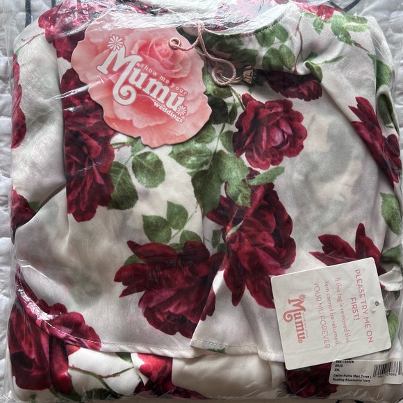 Show Me Your MuMu NWT Caitlin Ruffle Floral Maxi Dress XXL Budding Ivory NWT - Picture 5 of 5